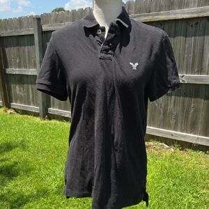 American Eagle Outfitters Black Athletic Fit Polo